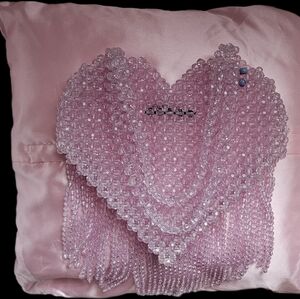 Forever 21 Beaded Heart  Fringe Bag Y2KRoom Decor/Suncatcher Coquette Aesthetic